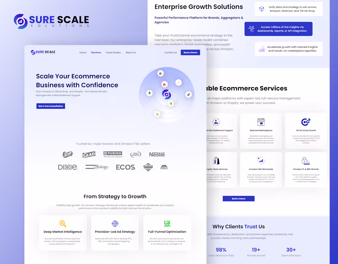 Cover image for SureScale Solutions: Ecommerce Marketplace Agency Platform