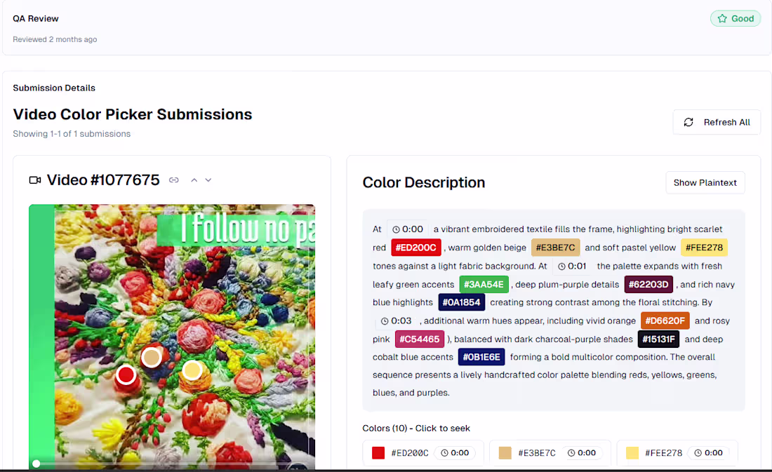 Cover image for :Video color annotation task —