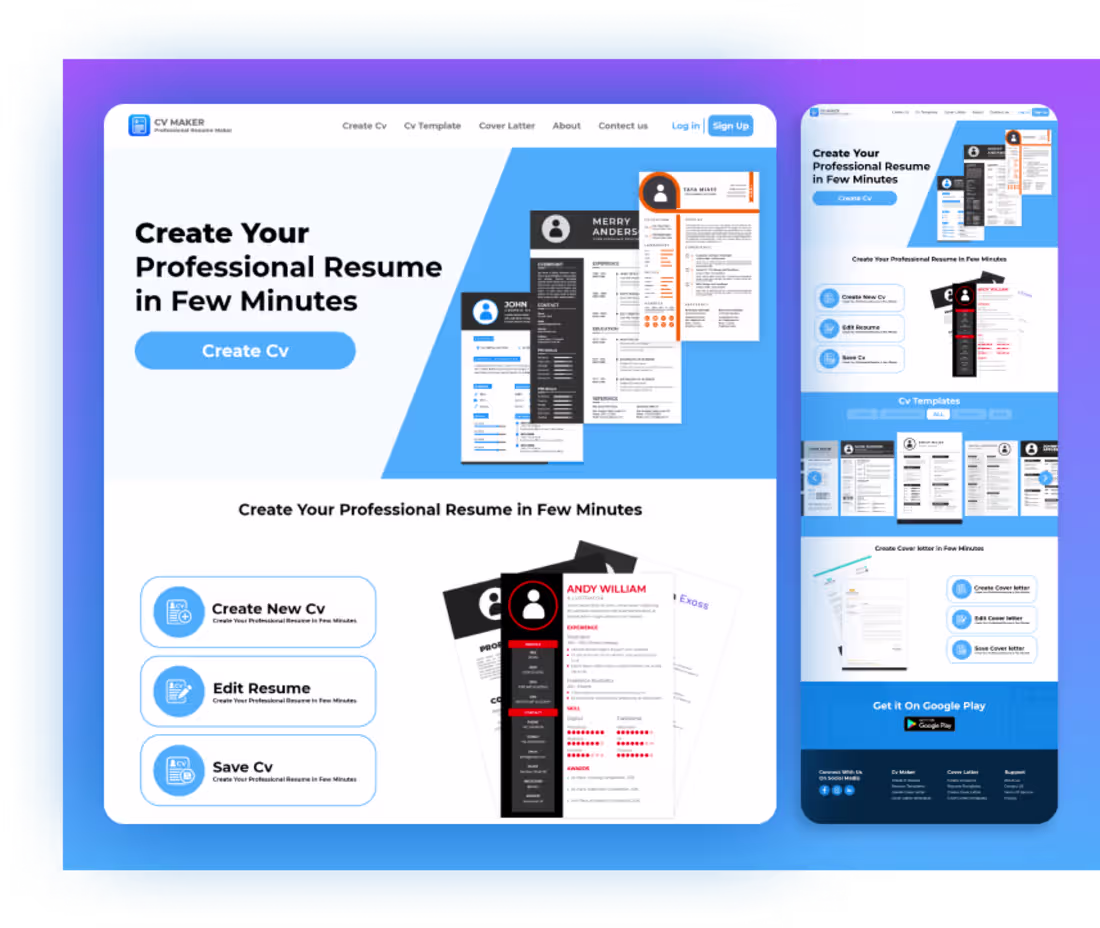 Cover image for Cv Maker Website UI UX Design