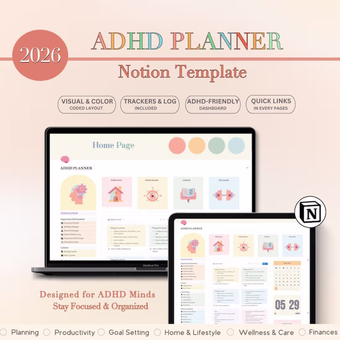 Cover image for ADHD Planner Notion Template 