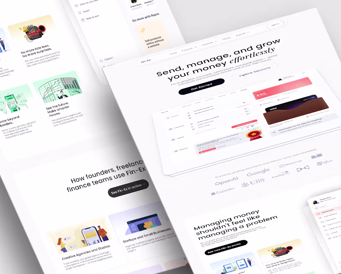 Cover image for Fin-Ex FinTech Landing Page Design