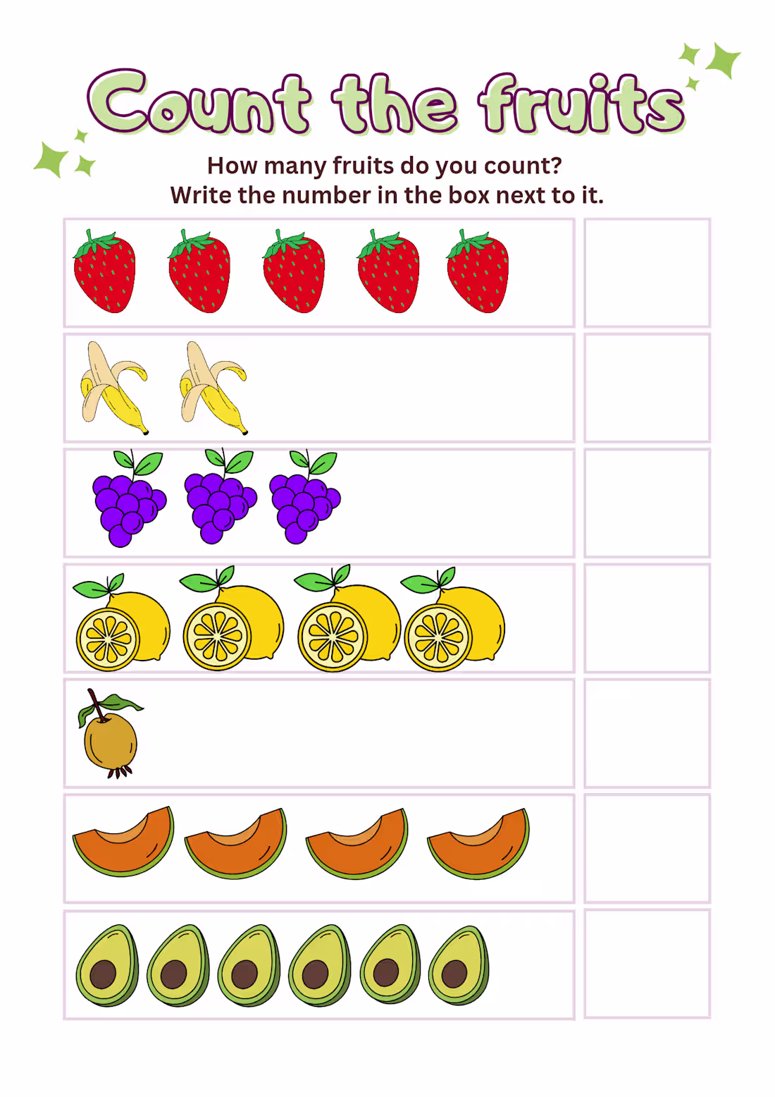 Cover image for Project Title: Printable Fruits Counting