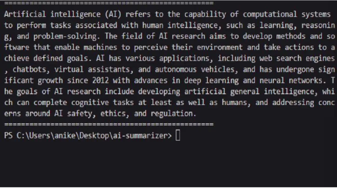 Cover image for AI Text Summarizer | CLI