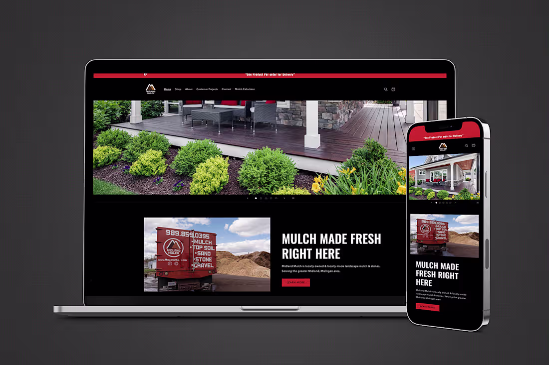 Cover image for Shopify Website Design - Midland Mulch