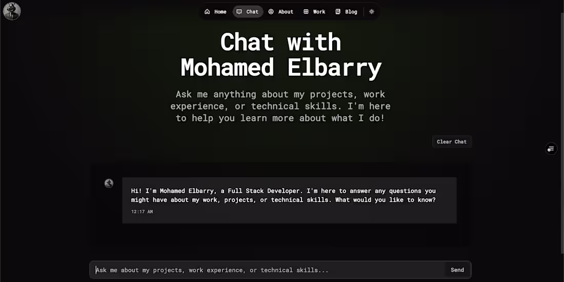 Cover image for Chat with me (AI assistant) 🤖 My portfolio includes an AI v...