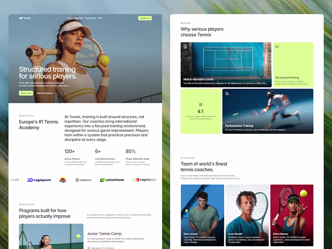 Cover image for Tennix – Premium Tennis Academy Framer Template