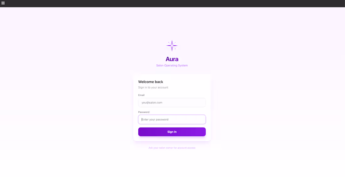 Cover image for Aura — Salon Operating System

All-in-one