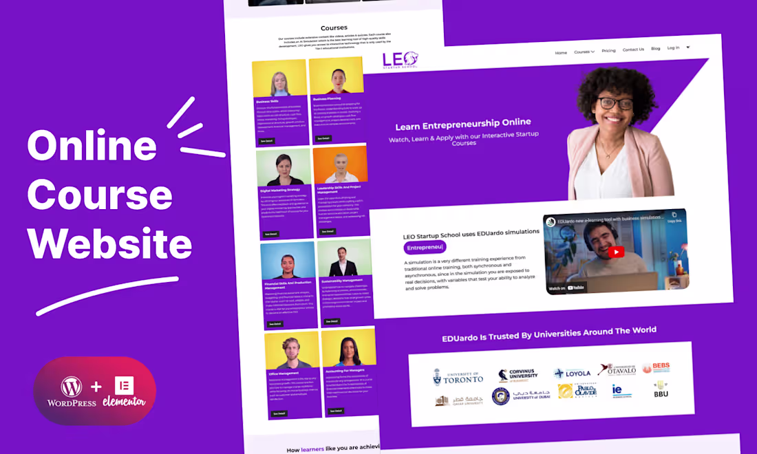 Cover image for LEO Startup School Wordpress Website for Entrepreneurs