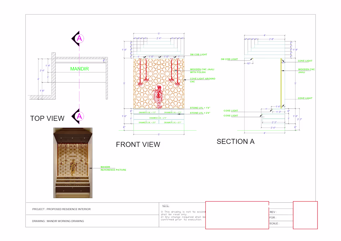 Cover image for Expert AutoCAD Mandir Drawing: Top, Front, and Section Views