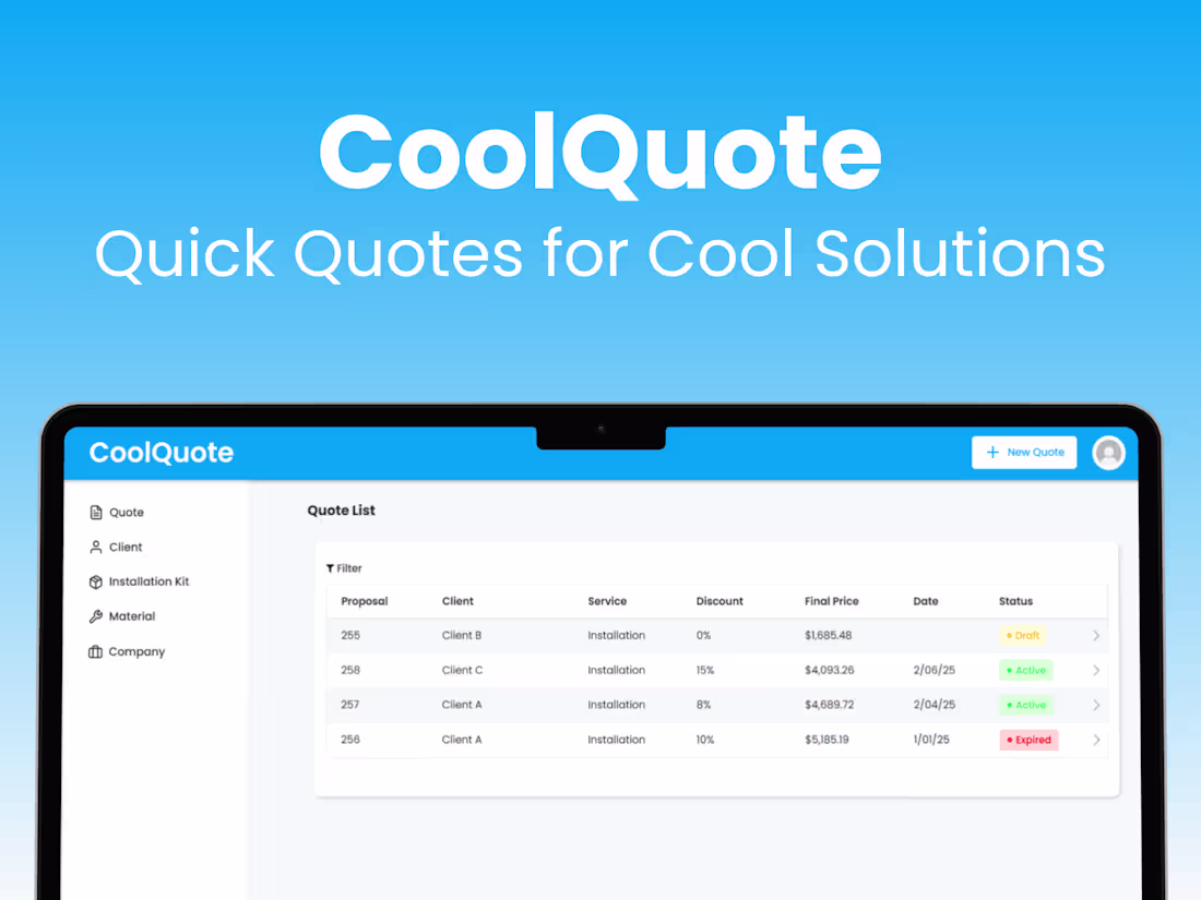 Cover image for CoolQuote – Streamlining Air Conditioning Service Quotes