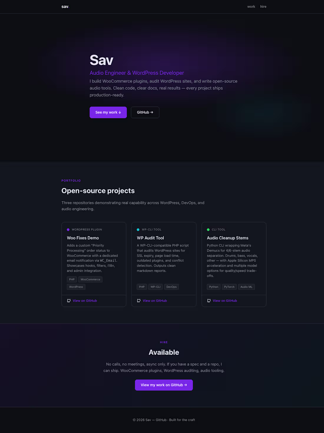 Cover image for Single-page portfolio site showcasing my