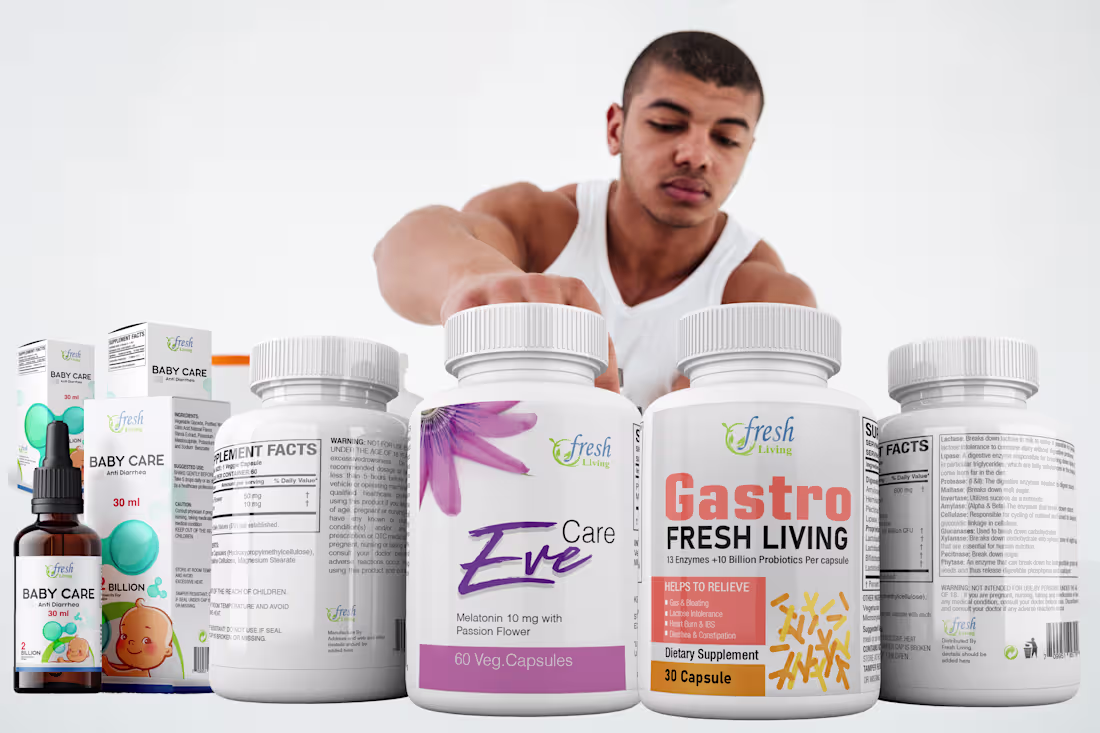 Cover image for Fresh Living Supplement Packaging