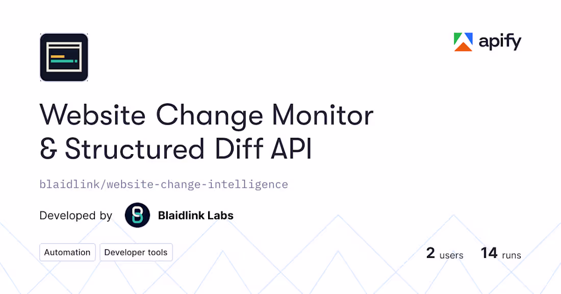 Cover image for Website Change Intelligence Monitor
