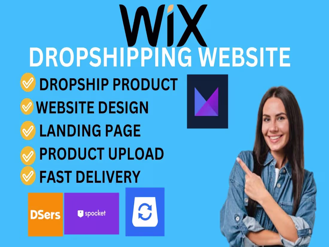 Cover image for Wix Dropshipping website design via spocket, syncee or  dsers 
