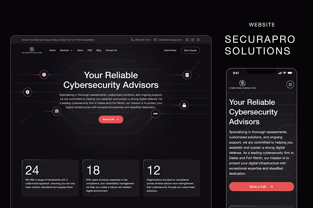 Cover image for Cybersecurity Website Design - SecuraPro Solutions :: Behance