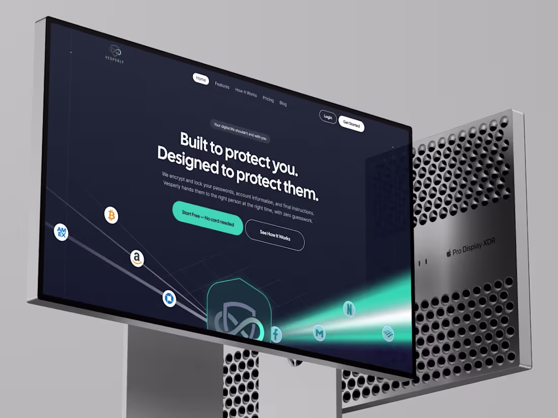 Cover image for SaaS Landing Page Design — Vesperly Digital Legacy Vault