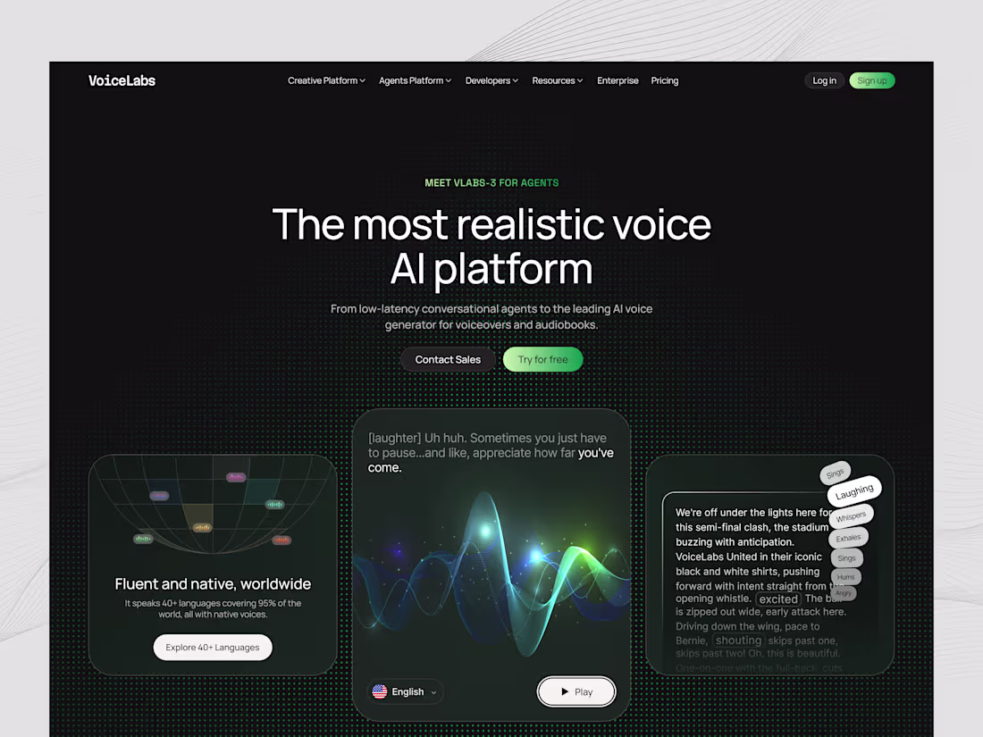 Cover image for AI Voice Generator & Voice Agents Platform