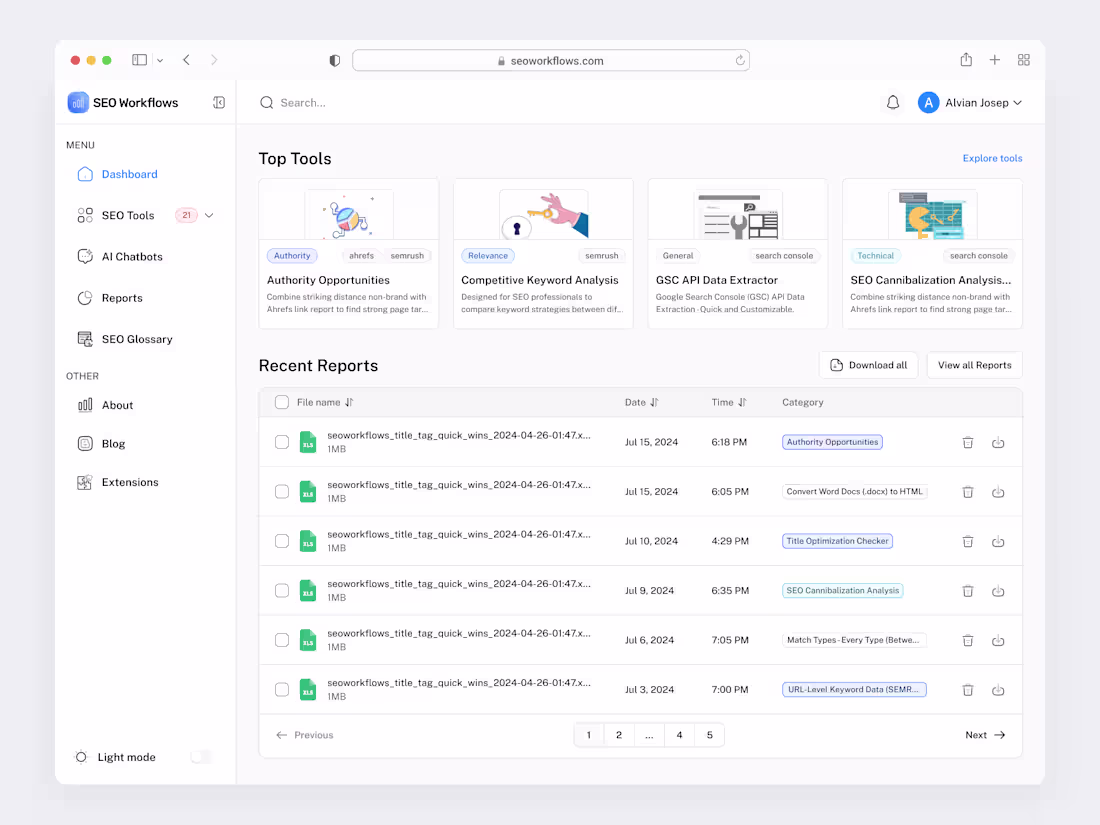 Cover image for SEO Workflows Web App Redesign - Daily Workflow Data Processing