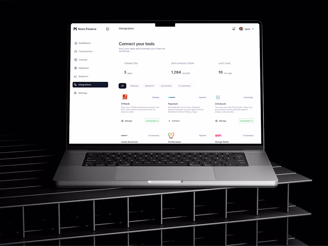 Cover image for Integrations Screen — Neon Finance