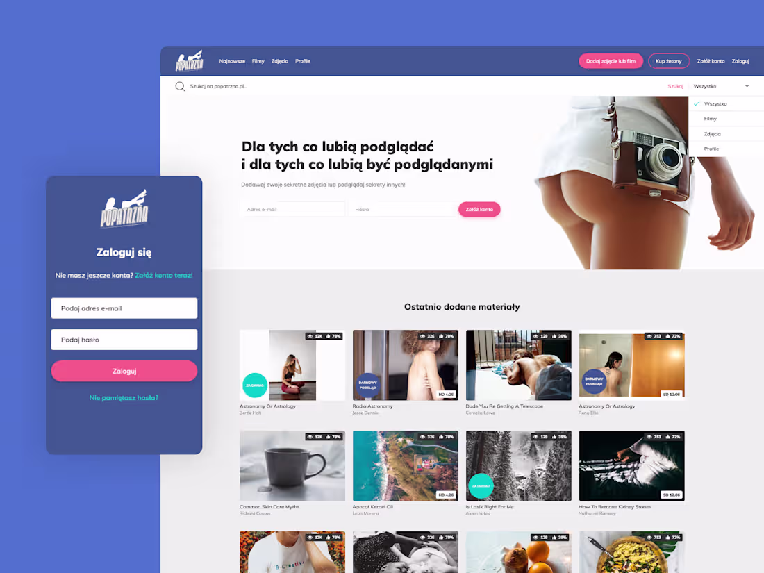 Cover image for UI/UX design for niche erotic website