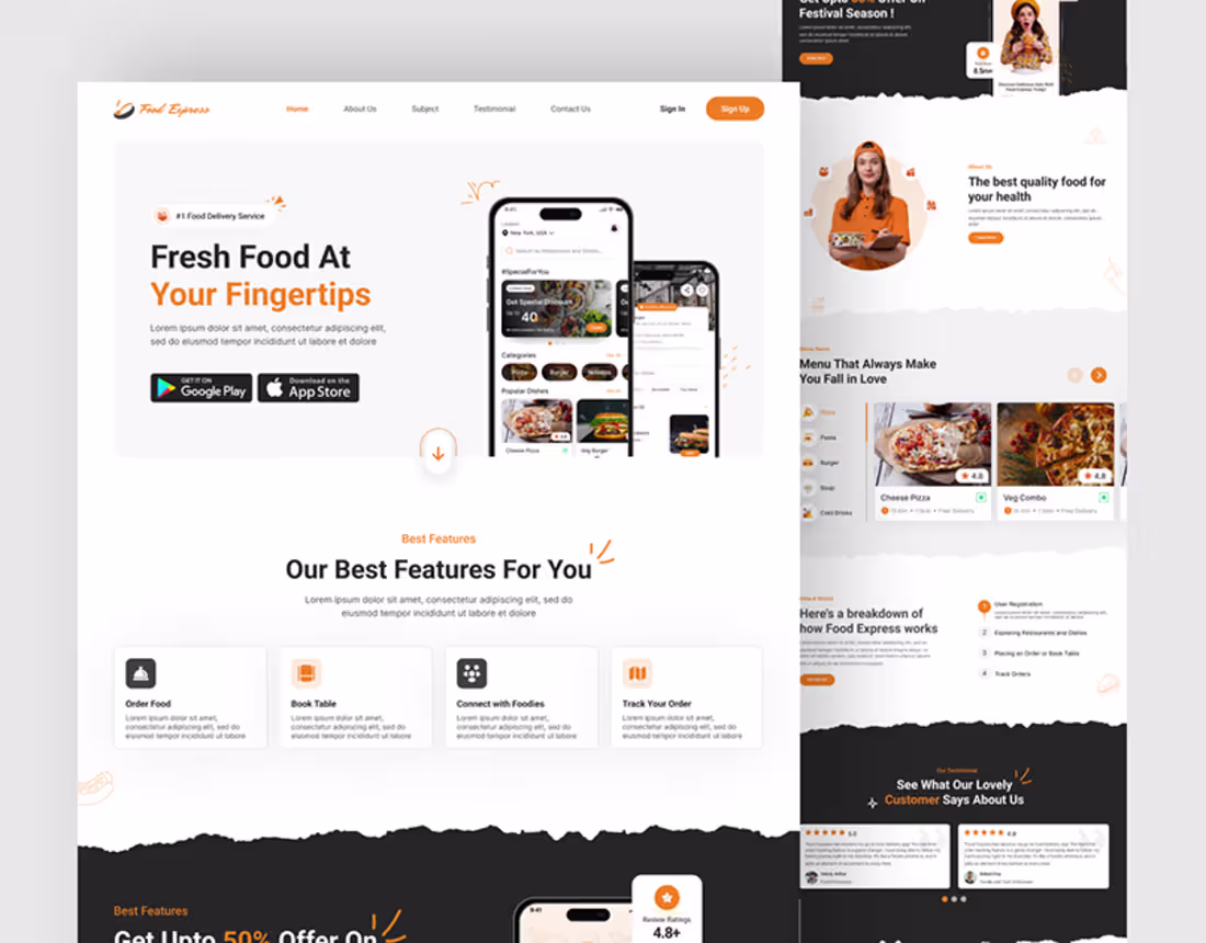 Cover image for Food Delivery App Landing Page | App Landing Page 