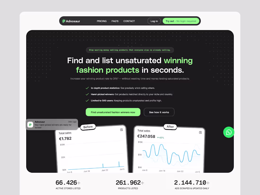 Cover image for Ecommerce spy tool landing page design