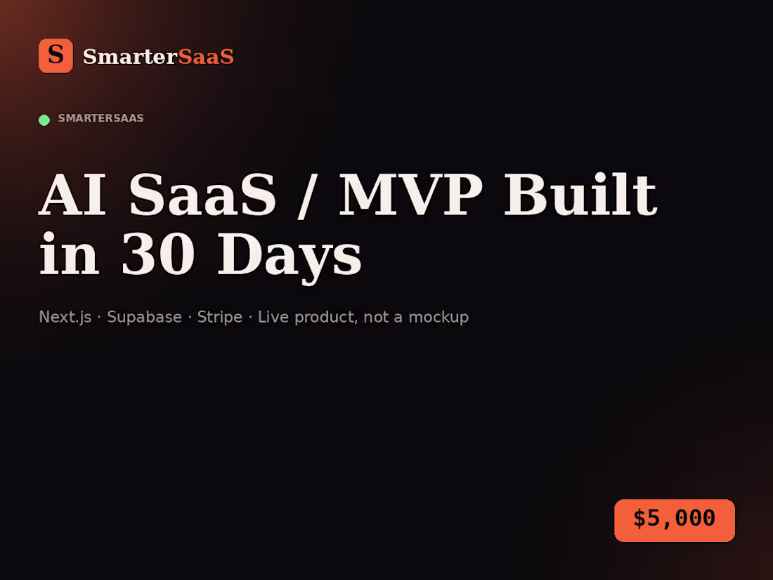 Cover image for AI SaaS / MVP Built in 30 Days