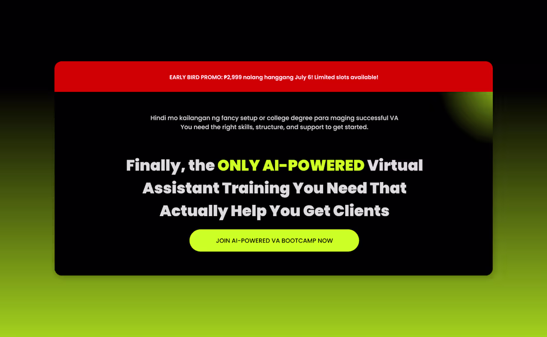 Cover image for Sales Page Redesign for VA Training PH