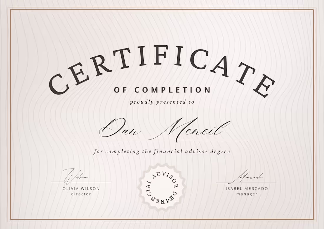 Cover image for Financial Advisor Certificate