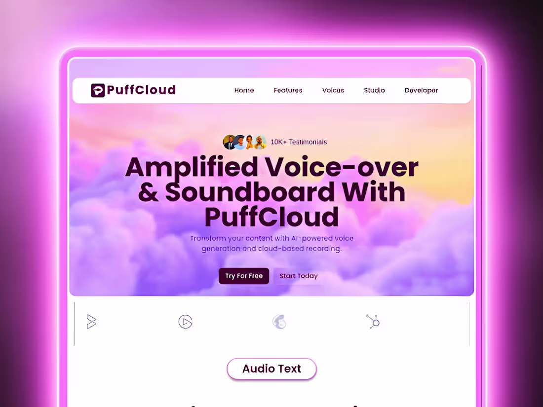 Cover image for PuffCloud - Landing Page  TTS Text -To-Speech