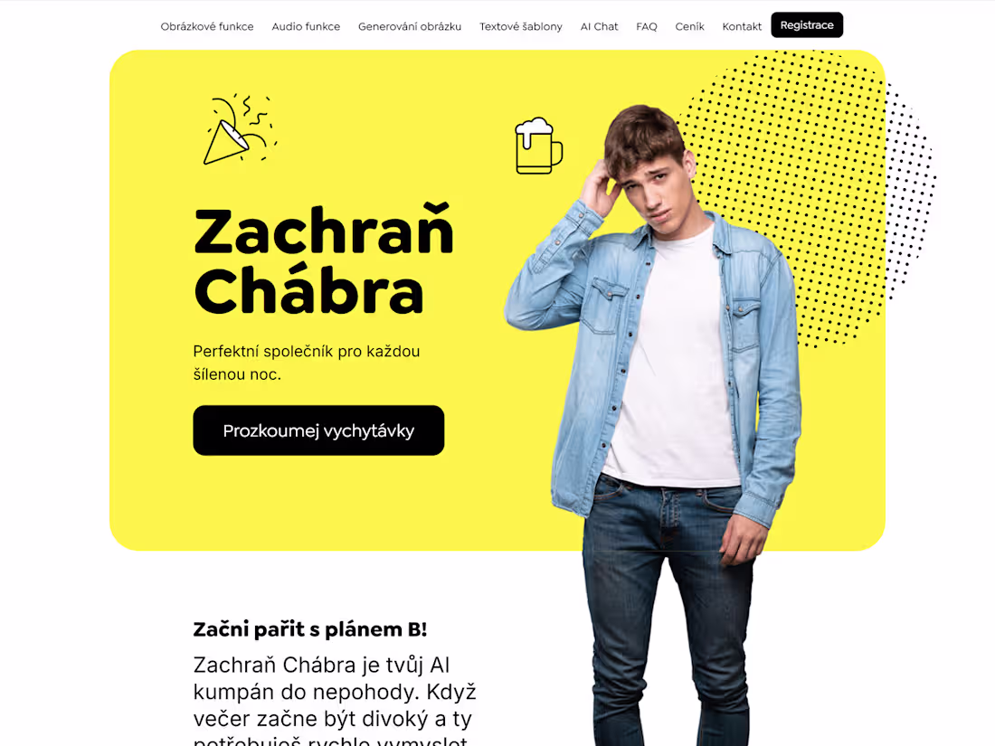 Cover image for Landing page for an AI-powered entertainment platform featur...