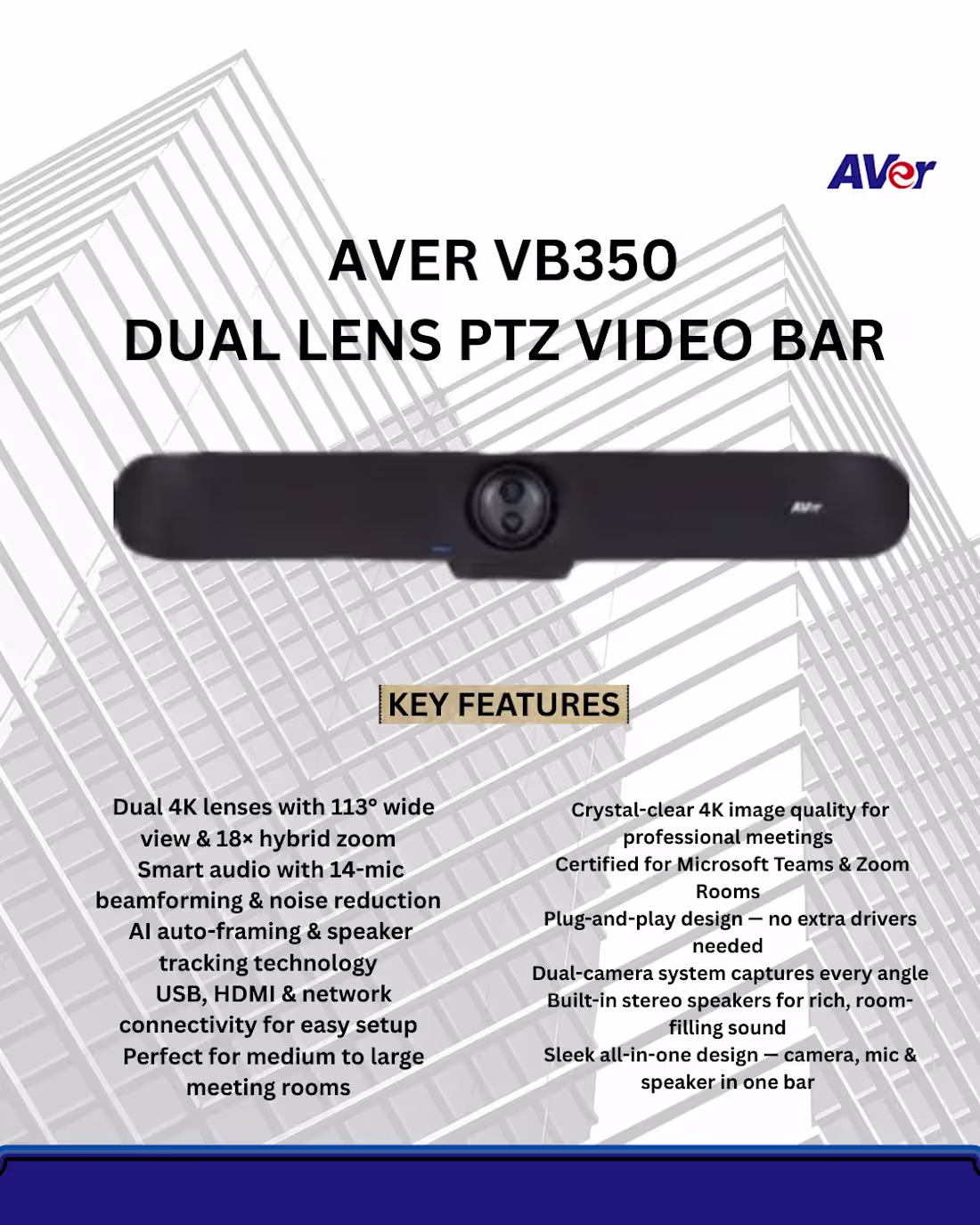 Cover image for Product Flyer Design for Aver VB350 Dual Lens PTZ Video Bar
