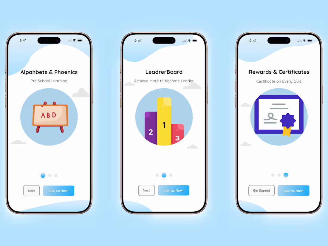 Cover image for 📚 Kids Learning App – Onboarding UI Design