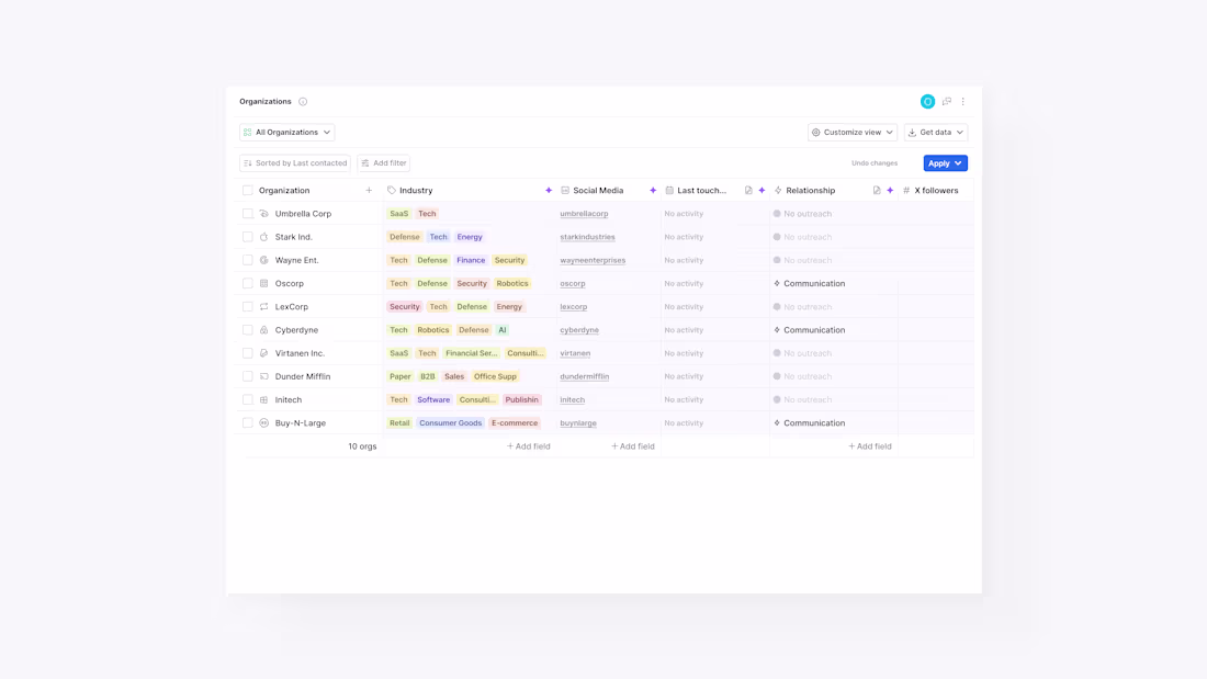 Cover image for Exploring a structured CRM-style table interface focused on ...