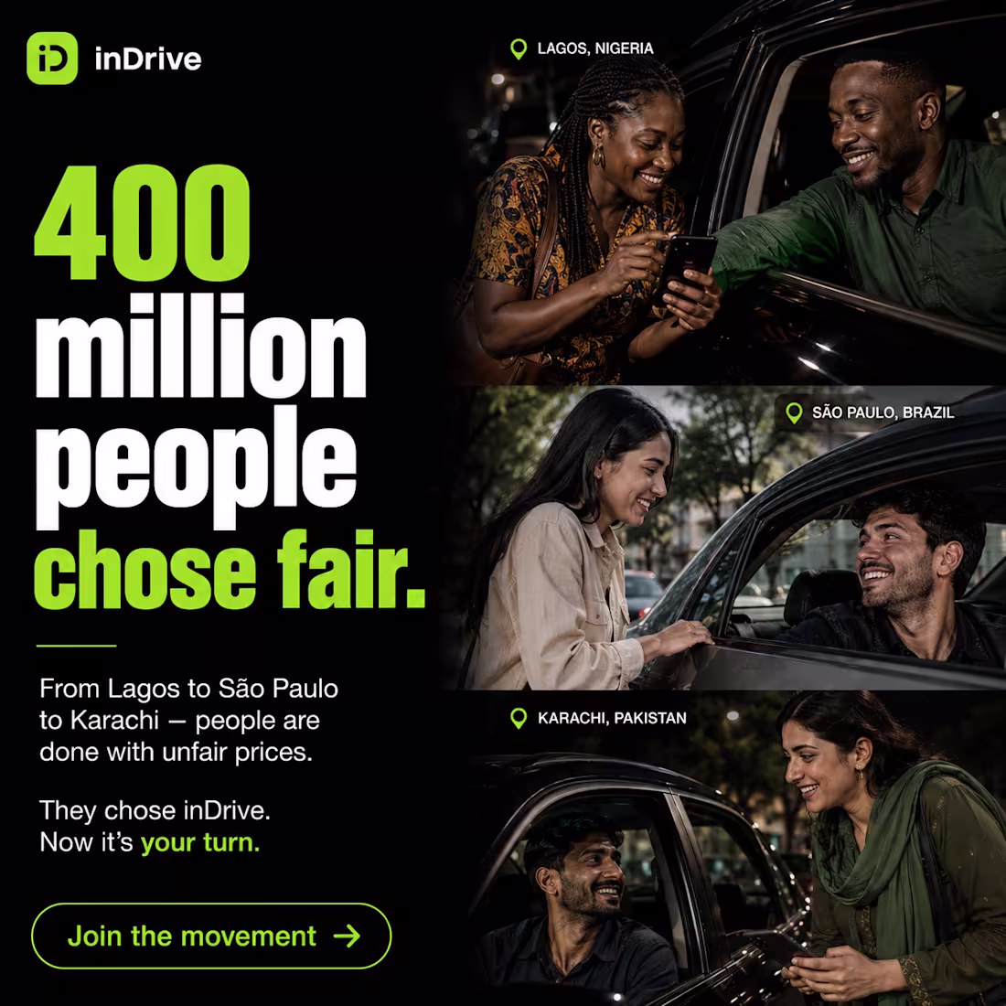 Cover image for Stat-driven slide showcasing inDrive’s global