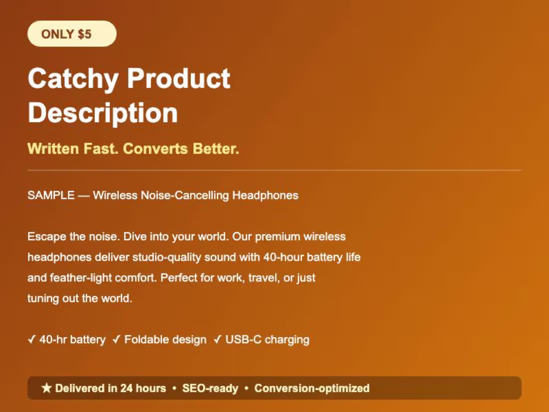 Cover image for Product description for wireless headphones: