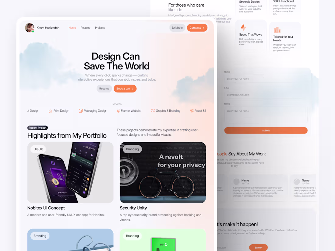 Cover image for Portfolio Framer Webstie