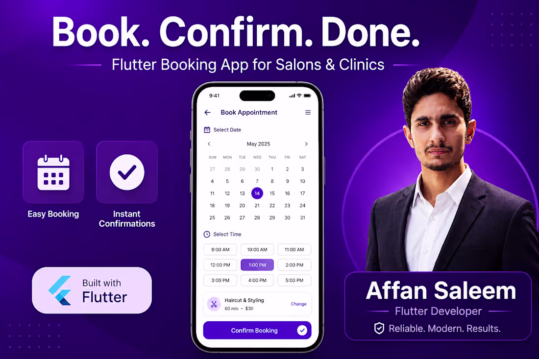Cover image for Flutter Booking App Development (Android & iOS)