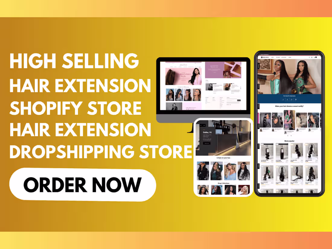 Cover image for I will design hair extension shopify store dropshipping store
