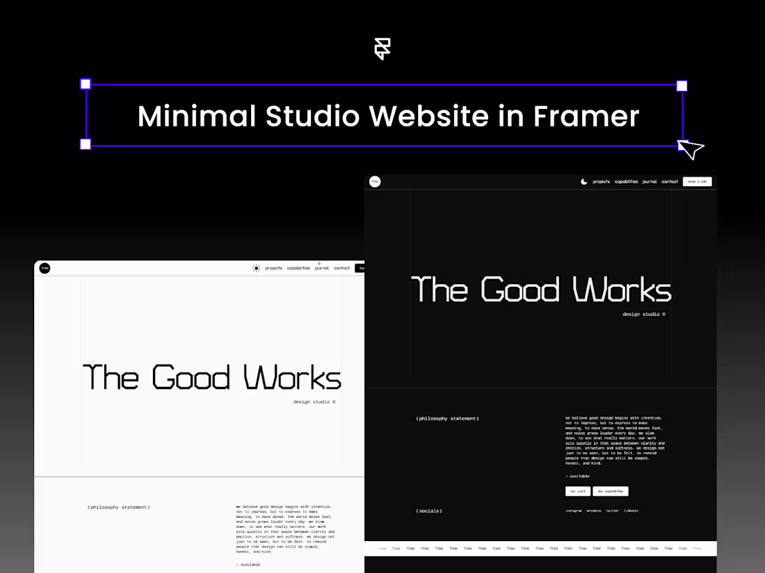 Cover image for Minimal Studio Website in Framer