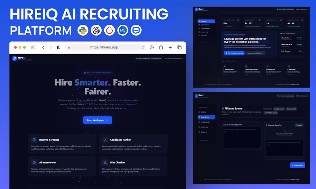 Cover image for HireIQ — AI Recruiting Platform
HireIQ