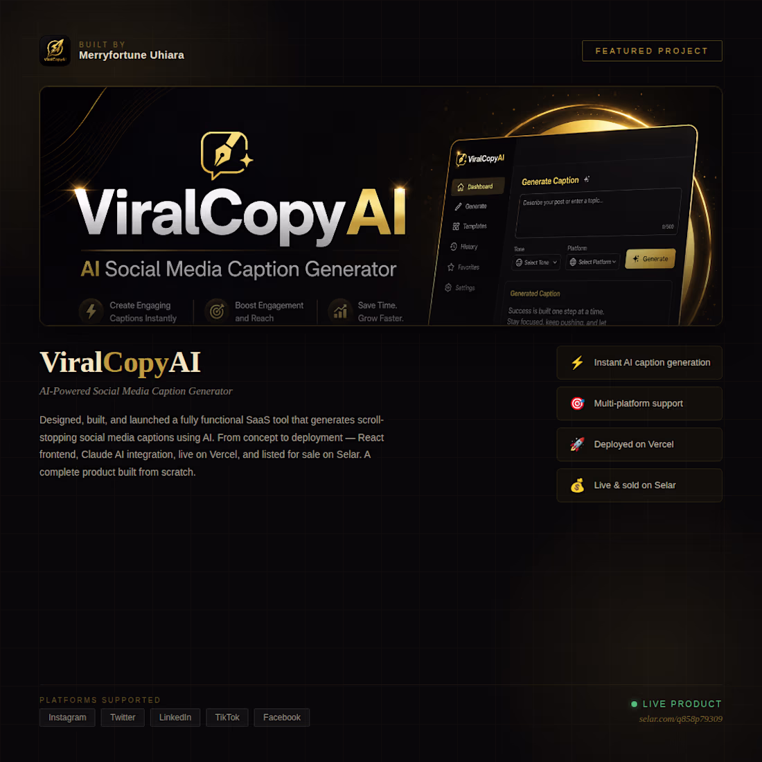 Cover image for I built ViralCopyAI from scratch