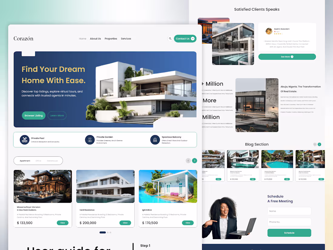 Cover image for Corazon real estate website