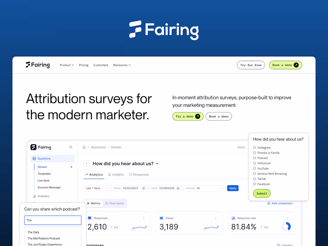 Cover image for Fairing – Attribution Surveys to Measure Your Marketing