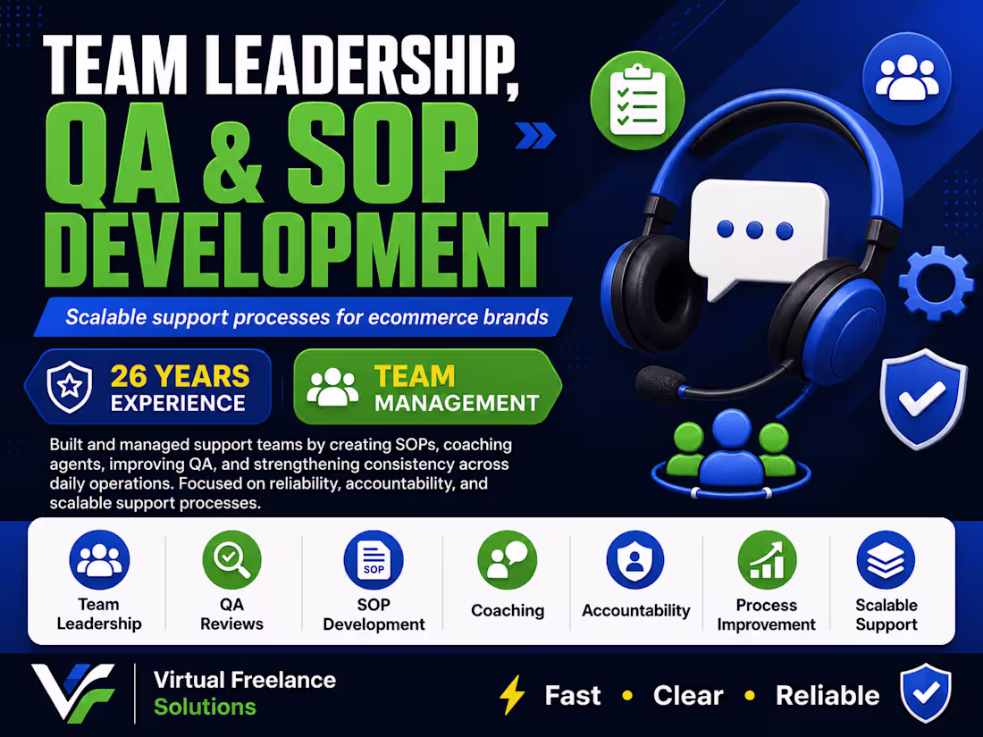 Cover image for Customer Support Team Leadership, QA,