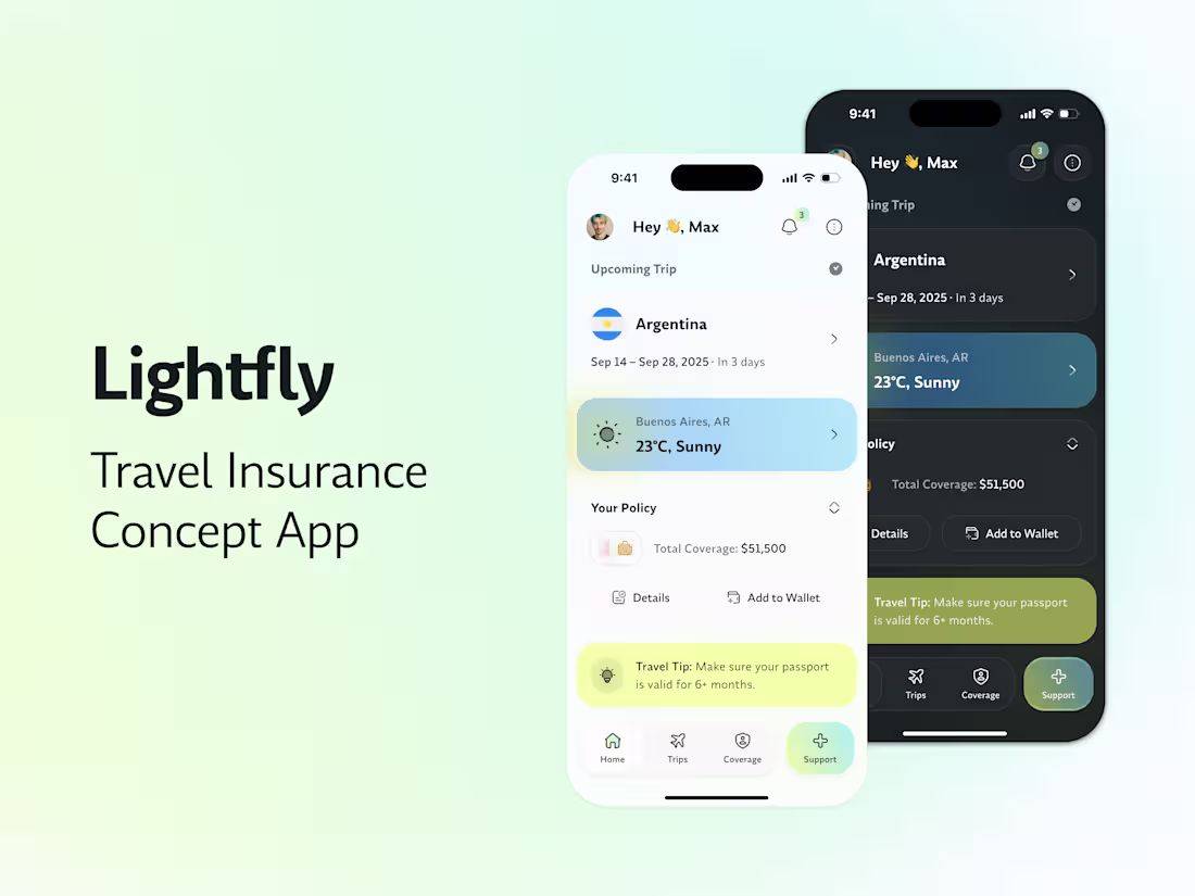 Cover image for "Lightfly" Mobile App Concept