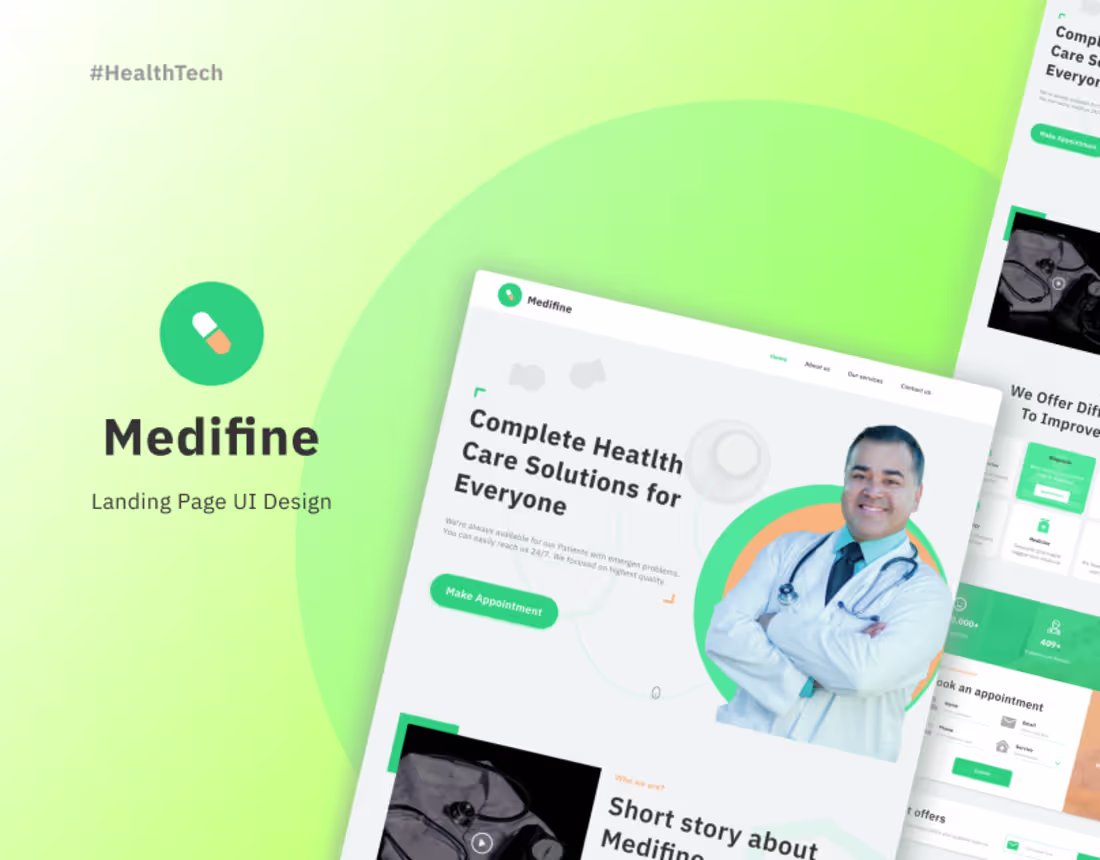 Cover image for Medifine - A landing page UI design for hospital