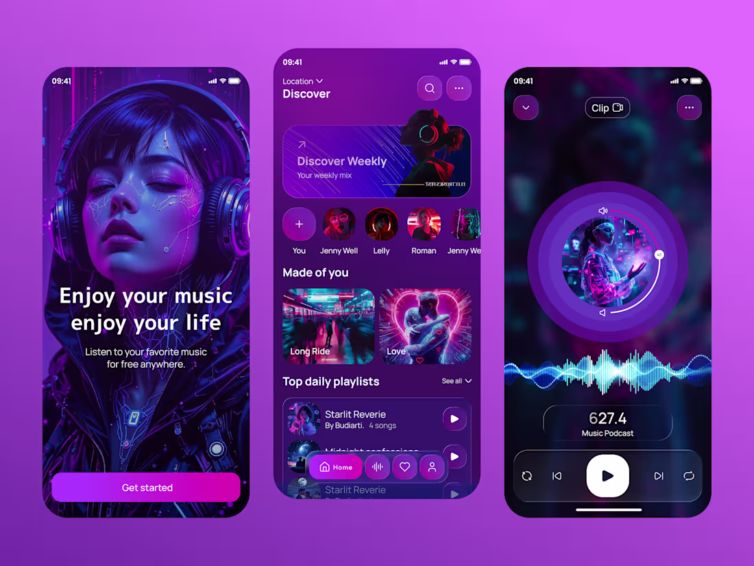 Cover image for AI- Music Mobile App UI 🎧