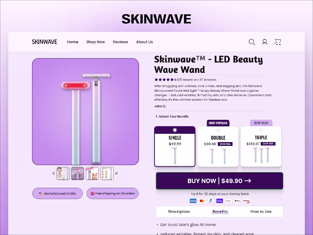 Cover image for High-Converting DTC Landing Page for Skinwave