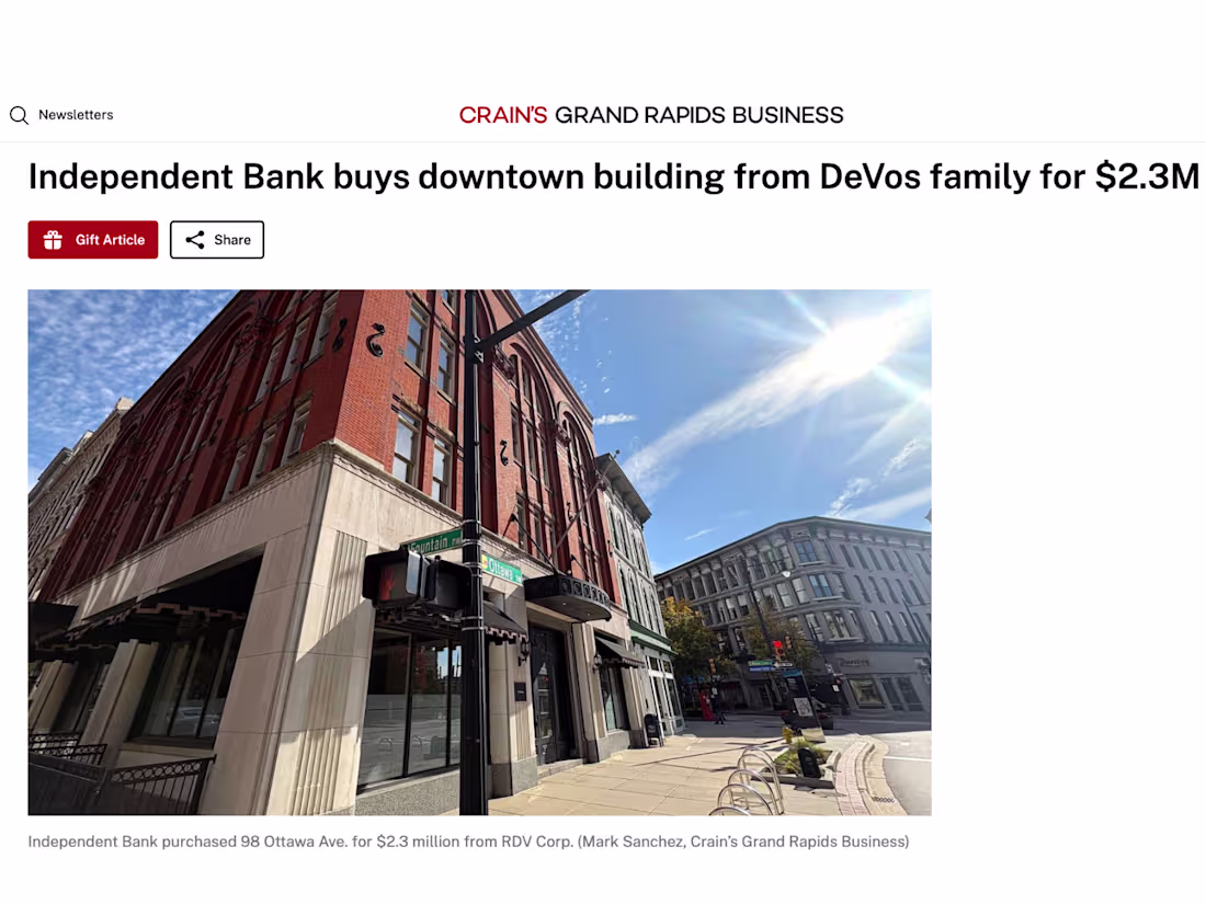Cover image for Michigan-based Independent Bank is growing